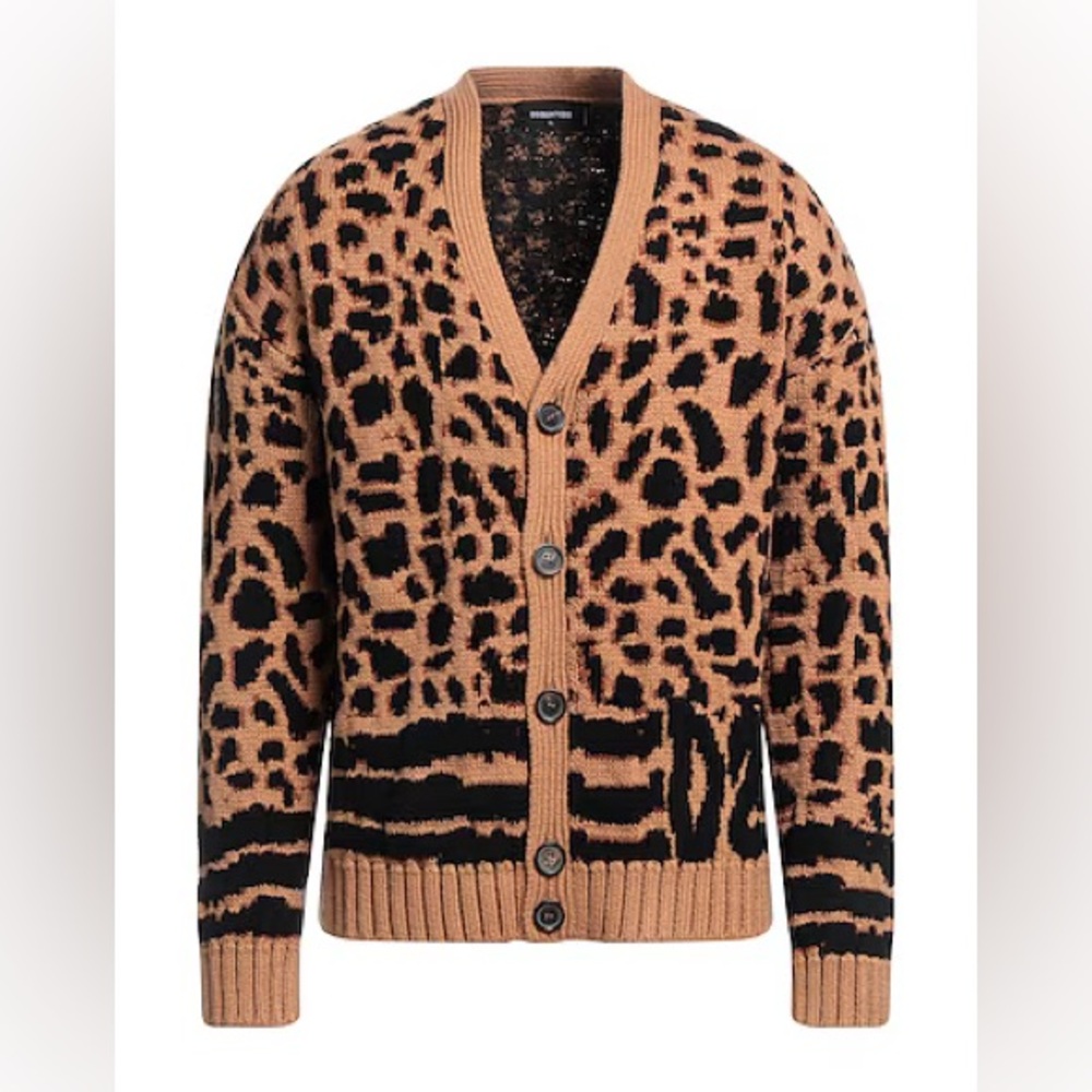 DSQUARED2
COTTON-BLEND GUEPARD CARDIGAN IN ANIMAL JACQUARD-MOTIF